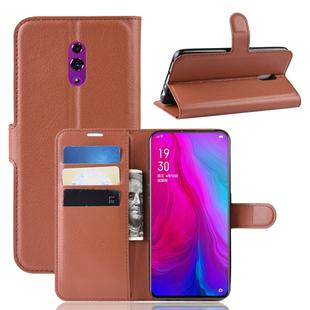Litchi Texture Horizontal Flip PU Leather Case for OPPO Reno, with Wallet & Holder & Card Slots(Brown)