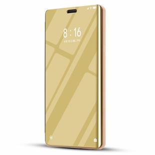 Electroplating Mirror Horizontal Flip Leather Case for Huawei Y6 Pro (2019), with Holder(Gold)