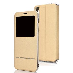 Golden Beach Intelligent Answering Brings Electric Display Window with Bracket Left and Right Flip Cover Leather Case For Huawei P30(Gold)