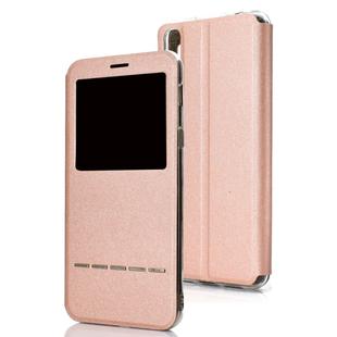Golden Beach Intelligent Answering Brings Electric Display Window with Bracket Left and Right Flip Cover Leather Case For Huawei P30(Rose gold)