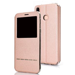 Frosted Texture Horizontal Flip Leather Case for Huawei P30 Lite, with Call Display ID & Holder(Rose Gold)