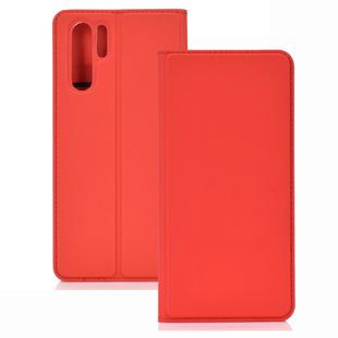 Ultra-thin Pressed Magnetic TPU+PU Leather Case for Huawei P30 Pro with Card Slot & Holder(Red)
