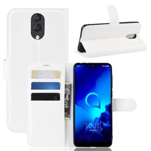 Litchi Texture Horizontal Flip Leather Case for Alcatel 3L, with Wallet & Holder & Card Slots(White)