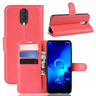 Litchi Texture Horizontal Flip Leather Case for Alcatel 3L, with Wallet & Holder & Card Slots(Red)