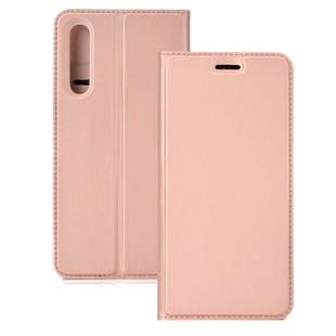 Ultra-thin Pressed Magnetic TPU+PU Leather Case for Huawei P30 Lite with Card Slot & Holder(Rose gold)