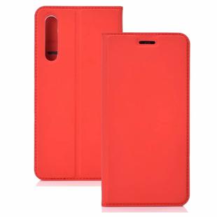 Ultra-thin Pressed Magnetic TPU+PU Leather Case for Huawei P30 Lite with Card Slot & Holder(Red)