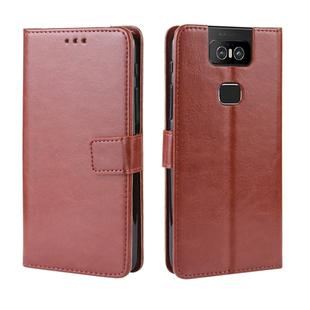 Retro Crazy Horse Texture Horizontal Flip Leather Case for Asus Zenfone 6 ZS630KL, with Holder & Card Slots & Photo Frame(Brown)