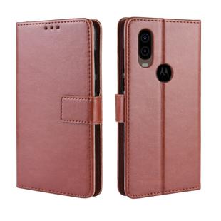 Retro Crazy Horse Texture Horizontal Flip Leather Case for Motorola MOTO One Vision, with Holder & Card Slots & Photo Frame(Brown)