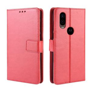 Retro Crazy Horse Texture Horizontal Flip Leather Case for Motorola MOTO One Vision, with Holder & Card Slots & Photo Frame(Red)