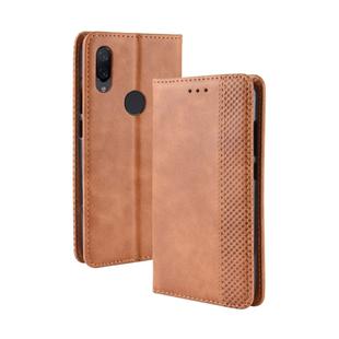 Magnetic Buckle Retro Crazy Horse Texture Horizontal Flip Leather Case for Xiaomi Redmi Note 7S, with Holder & Card Slots & Photo Frame(Brown)
