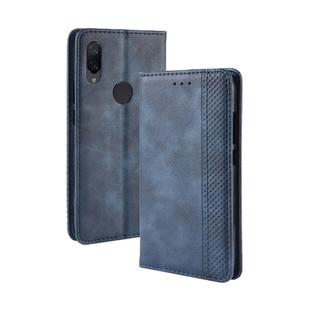 Magnetic Buckle Retro Crazy Horse Texture Horizontal Flip Leather Case for Xiaomi Redmi Note 7S, with Holder & Card Slots & Photo Frame(Blue)
