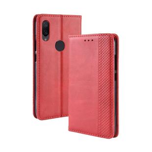 Magnetic Buckle Retro Crazy Horse Texture Horizontal Flip Leather Case for Xiaomi Redmi Note 7S, with Holder & Card Slots & Photo Frame(Red)