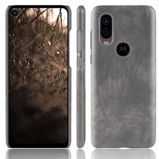 Shockproof Litchi Texture PC + PU Case For Motorola One Vision(Gray)