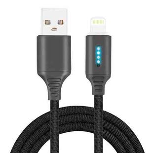 8 Pin Interface Zinc Alloy Marquee Luminous Intelligent Automatic Power off Charging Data Cable(black)