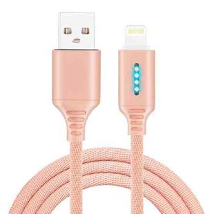 8 Pin Interface Zinc Alloy Marquee Luminous Intelligent Automatic Power off Charging Data Cable(rose gold)