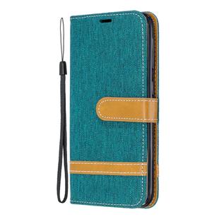 Color Matching Denim Texture Leather Case for Samsung Galaxy A20E, with Holder & Card Slots & Wallet & Lanyard(Green)