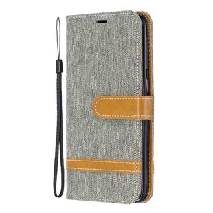 Color Matching Denim Texture Leather Case for Samsung Galaxy A20E, with Holder & Card Slots & Wallet & Lanyard(Grey)