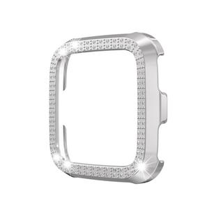 For Fitbit versa / versa lite PC Double-Row Diamond-Encrusted Protective Shell(Silver)