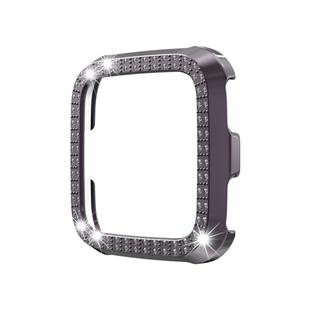 For Fitbit versa / versa lite PC Double-Row Diamond-Encrusted Protective Shell(Gray)
