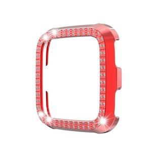 For Fitbit versa / versa lite PC Double-Row Diamond-Encrusted Protective Shell(Red)