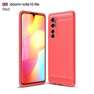 For Xiaomi Mi Note 10 Lite Brushed Texture Carbon Fiber TPU Case(Red)