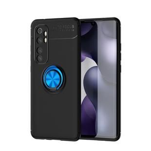 For Xiaomi Mi Note 10 lite Metal Ring Holder 360 Degree Rotating TPU Case(Black+Blue)