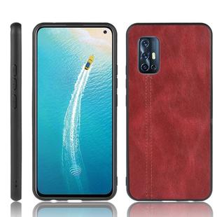 For vivo V19 (Indonesia) Shockproof Sewing Cow Pattern Skin PC + PU + TPU Case(Red)