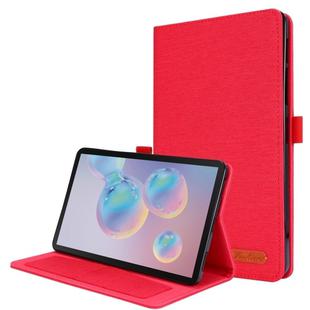 For Samsung Galaxy Tab A 8.4 (2020) Horizontal Flip TPU + Fabric PU Leather Protective Case with Name Card Clip(Red)