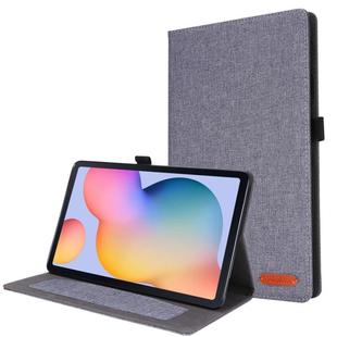 For Samsung Galaxy Tab S6 Lite Horizontal Flip TPU + Fabric PU Leather Protective Case with Name Card Clip(Grey)