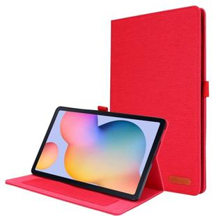 For Samsung Galaxy Tab S6 Lite Horizontal Flip TPU + Fabric PU Leather Protective Case with Name Card Clip(Red)