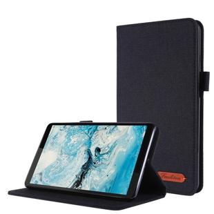 For Lenovo Tab M7 Horizontal Flip TPU + Fabric PU Leather Protective Case with Name Card Clip(Black)