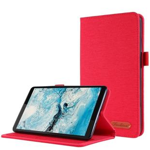 For Lenovo Tab M7 Horizontal Flip TPU + Fabric PU Leather Protective Case with Name Card Clip(Red)