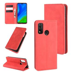 For Huawei P smart 2020 Retro-skin Business Magnetic Suction Leather Case with Holder & Card Slots & Wallet(Red)