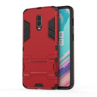Shockproof PC + TPU Case with Holder for OnePlus 7 / 6T(Red)