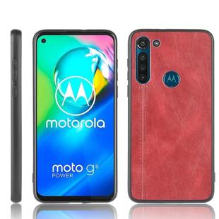 For Motorola Moto G8 Power Shockproof Sewing Cow Pattern Skin PC + PU + TPU Case(Red)