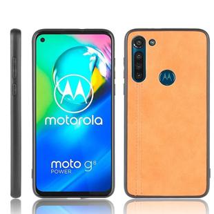 For Motorola Moto G8 Power Shockproof Sewing Cow Pattern Skin PC + PU + TPU Case(Orange)