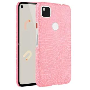 For Google Pixel 4a Shockproof Crocodile Texture PC + PU Case(Pink)