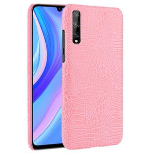 For Huawei Y8p Shockproof Crocodile Texture PC + PU Case(Pink)