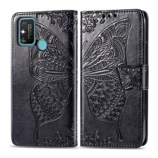 For Huawei Honor 9A Butterfly Love Flower Embossed Horizontal Flip Leather Case with Bracket / Card Slot / Wallet / Lanyard(Black)