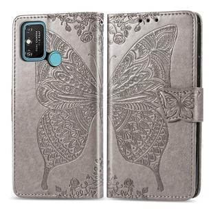 For Huawei Honor 9A Butterfly Love Flower Embossed Horizontal Flip Leather Case with Bracket / Card Slot / Wallet / Lanyard(Gray)