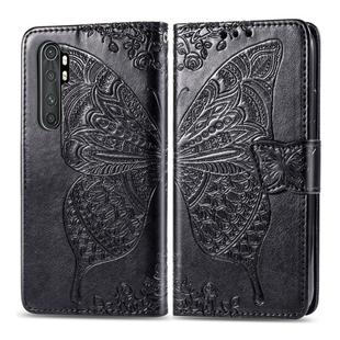 For Xiaomi Note 10 Lite Butterfly Love Flower Embossed Horizontal Flip Leather Case with Bracket / Card Slot / Wallet / Lanyard(Black)