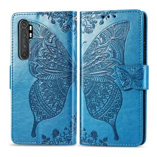 For Xiaomi Note 10 Lite Butterfly Love Flower Embossed Horizontal Flip Leather Case with Bracket / Card Slot / Wallet / Lanyard(Blue)