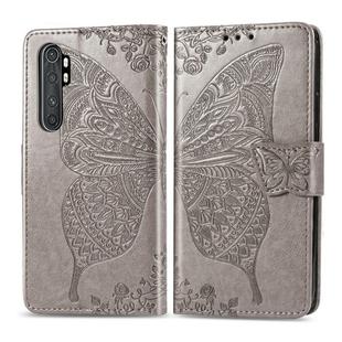 For Xiaomi Note 10 Lite Butterfly Love Flower Embossed Horizontal Flip Leather Case with Bracket / Card Slot / Wallet / Lanyard(Gray)