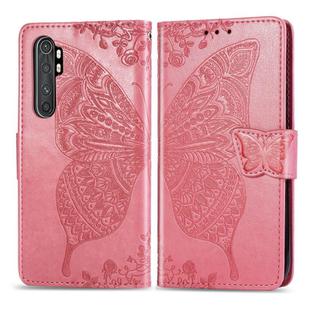 For Xiaomi Note 10 Lite Butterfly Love Flower Embossed Horizontal Flip Leather Case with Bracket / Card Slot / Wallet / Lanyard(Pink)