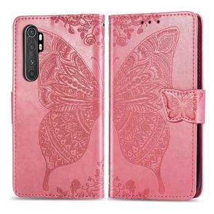 For Xiaomi Note 10 Lite Butterfly Love Flower Embossed Horizontal Flip Leather Case with Bracket / Card Slot / Wallet / Lanyard(Pink)