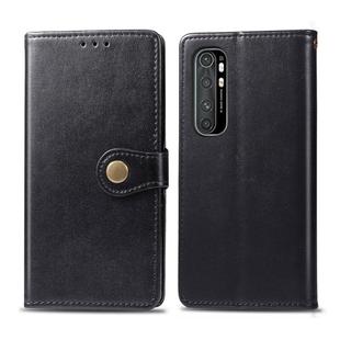 For Xiaomi Note 10 Lite Retro Solid Color Leather Buckle Phone Case with Lanyard & Photo Frame & Card Slot & Wallet & Stand Function(Black)