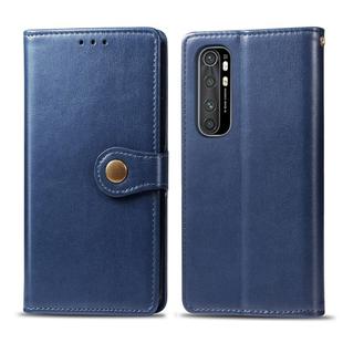 For Xiaomi Note 10 Lite Retro Solid Color Leather Buckle Phone Case with Lanyard & Photo Frame & Card Slot & Wallet & Stand Function(Blue)