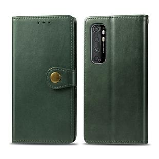 For Xiaomi Note 10 Lite Retro Solid Color Leather Buckle Phone Case with Lanyard & Photo Frame & Card Slot & Wallet & Stand Function(Green)