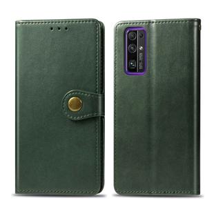 Huawei Honor 30 Pro Retro Solid Color Leather Buckle Phone Case with Lanyard & Photo Frame & Card Slot & Wallet & Stand Function(Green)