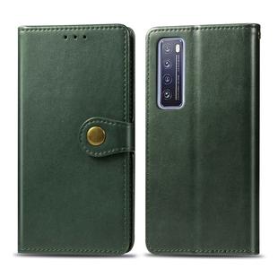 For Huawei Nova 7 Retro Solid Color Leather Buckle Phone Case with Lanyard & Photo Frame & Card Slot & Wallet & Stand Function(Green)